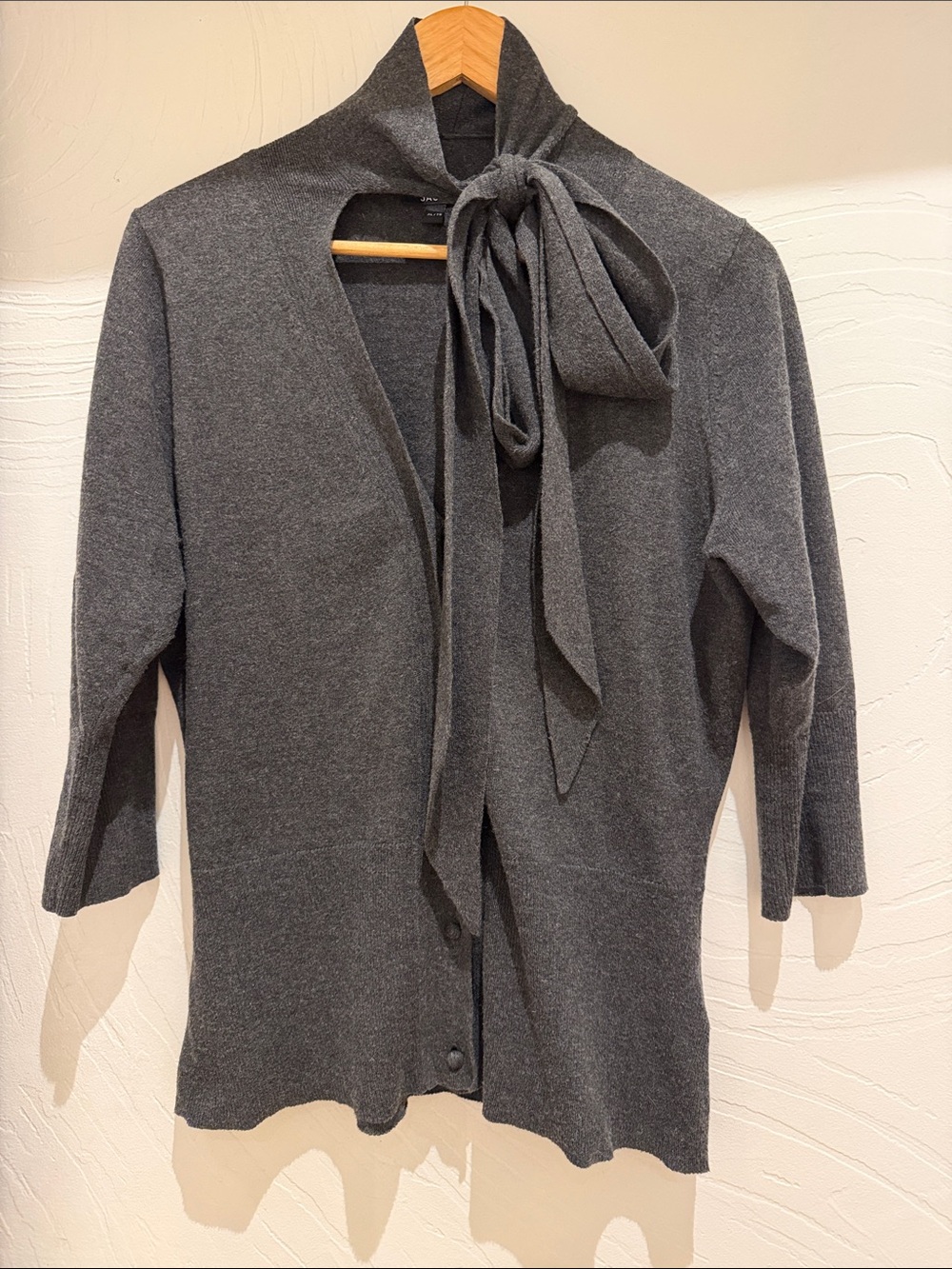 Jacob Y2K charcoal tie-neck bow Cardigan